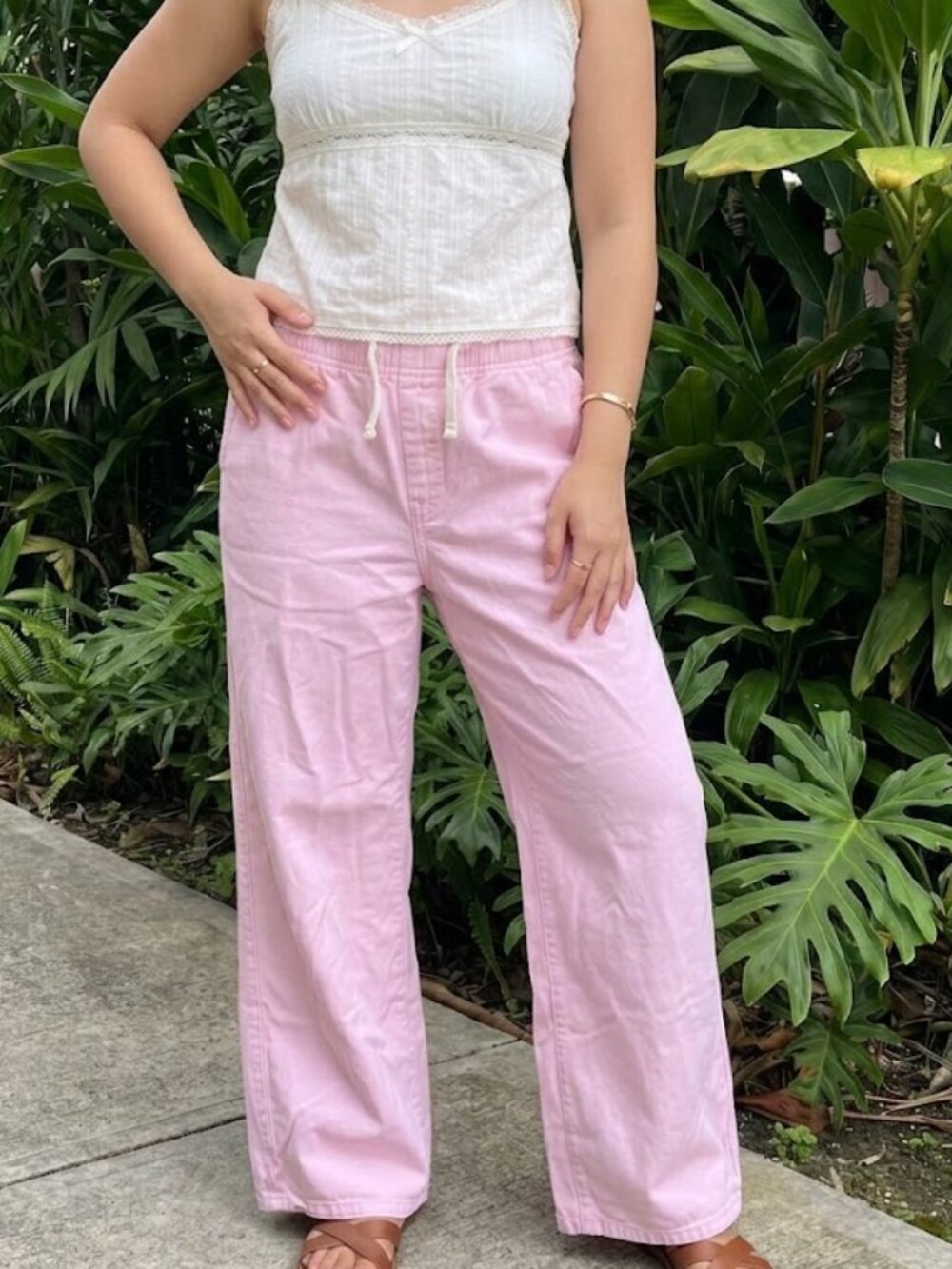 100% Cotton Twill Baggy Wide Leg Soft Pastel Pink Y2K Streetwear Coquette Pants